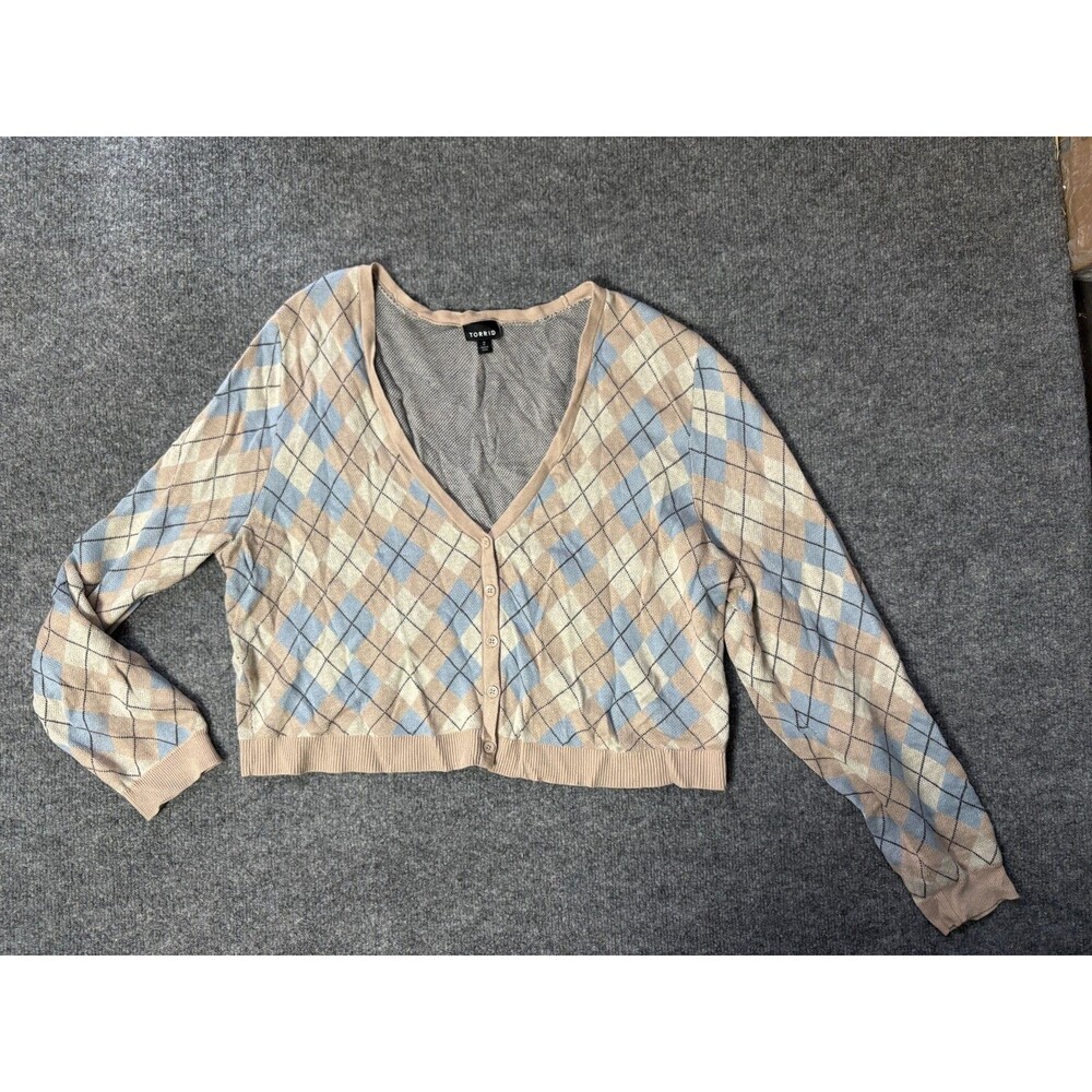 Torrid Sweater Womens Size 2 Knit Cotton Rayon Button Up Long Sleeve Pull Over